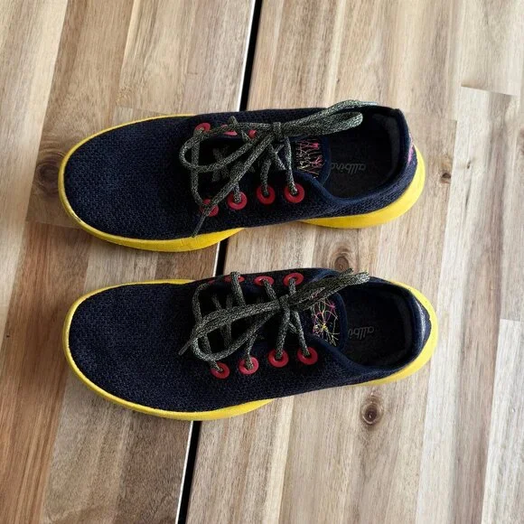 Allbirds Tree Runners Heathered Black Sunny Gold Sole W10 - Picture 3 of 7